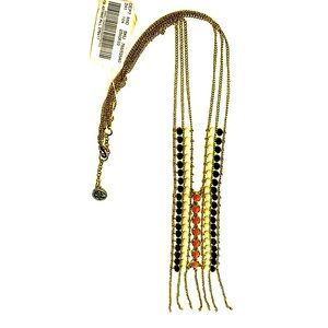 New Tags Long Coral Black White Tassel Necklace